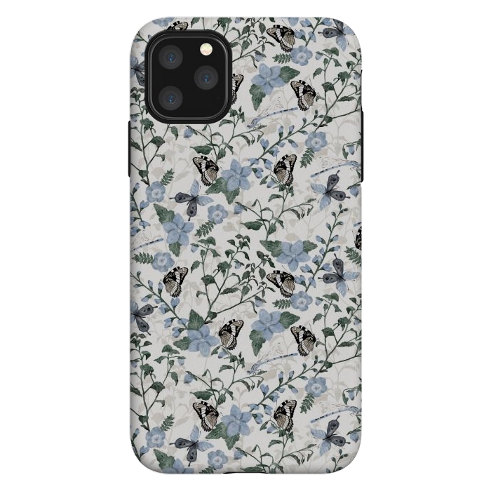 iPhone 11 Pro Max StrongFit Delicate Watercolour Butterflies and Dragonflies half-drop repeat pattern by Paula Ohreen
