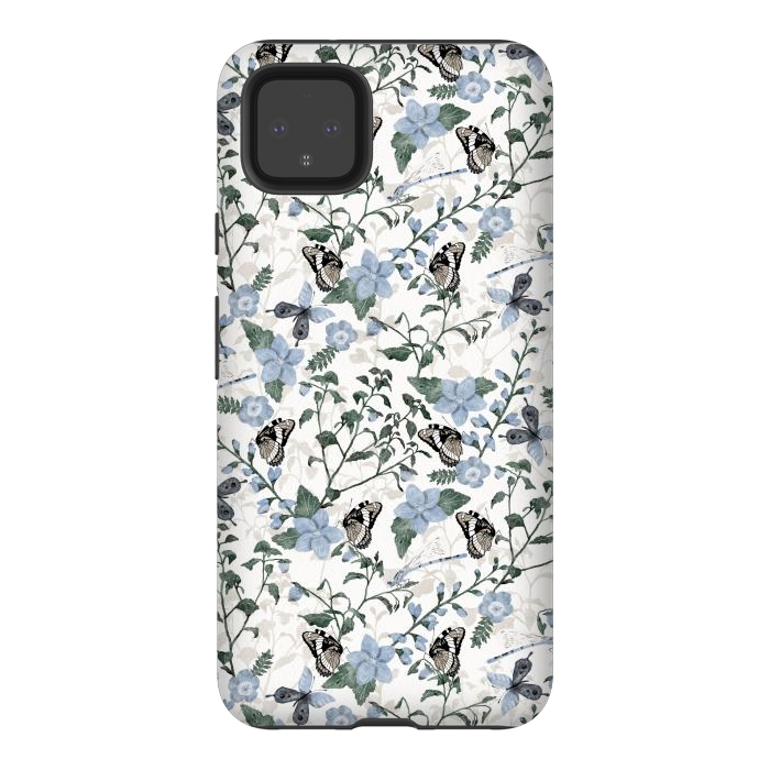 Pixel 4XL StrongFit Delicate Watercolour Butterflies and Dragonflies half-drop repeat pattern by Paula Ohreen