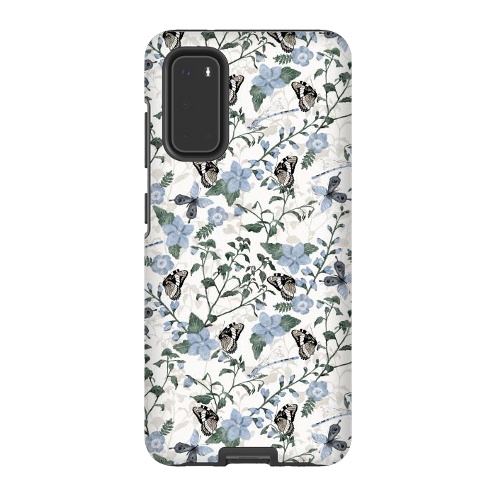 Galaxy S20 StrongFit Delicate Watercolour Butterflies and Dragonflies half-drop repeat pattern by Paula Ohreen