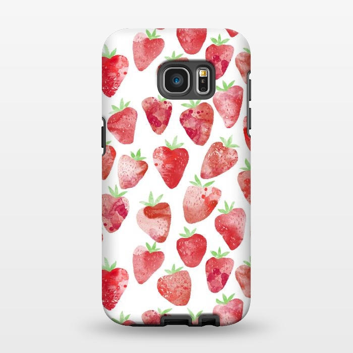 Galaxy S7 EDGE StrongFit Strawberries Watercolor Painting by Nic Squirrell