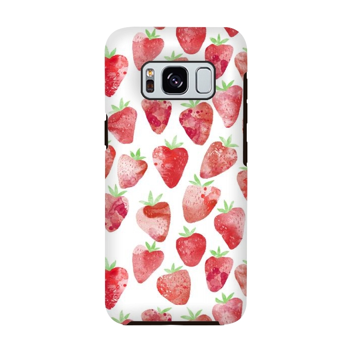 Galaxy S8 StrongFit Strawberries Watercolor Painting by Nic Squirrell