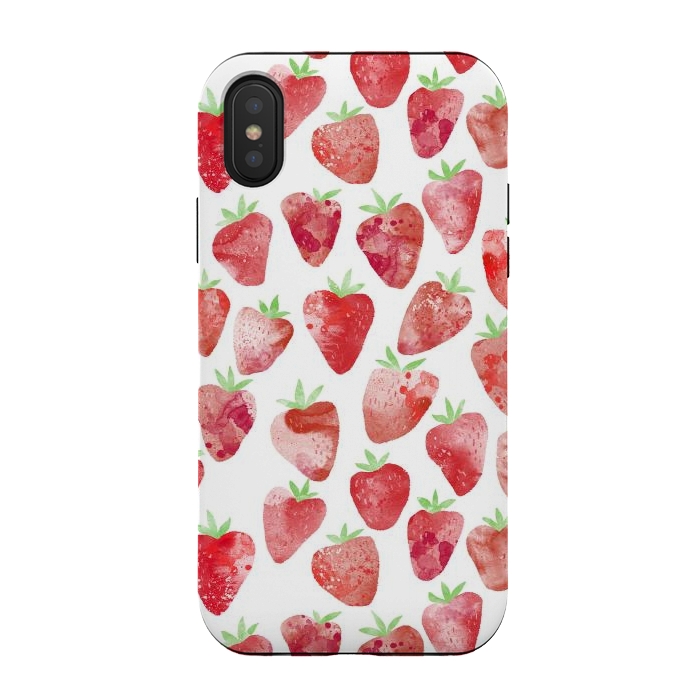 iPhone Xs / X StrongFit Strawberries Watercolor Painting by Nic Squirrell