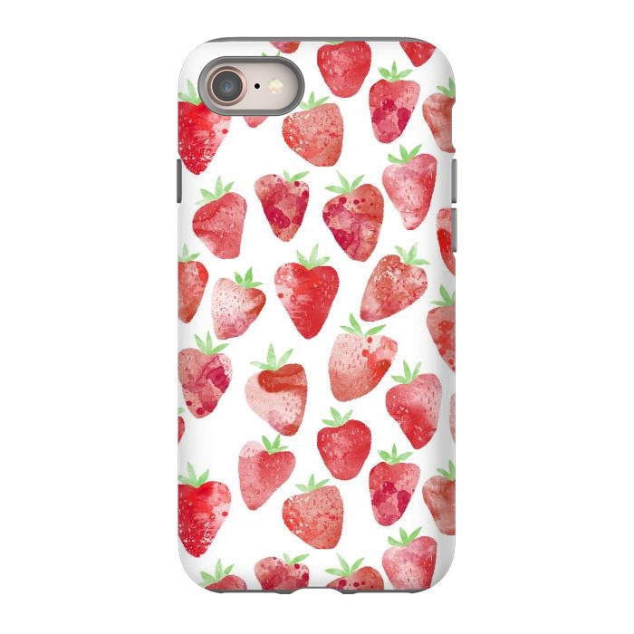 iPhone 8 StrongFit Strawberries Watercolor Painting by Nic Squirrell