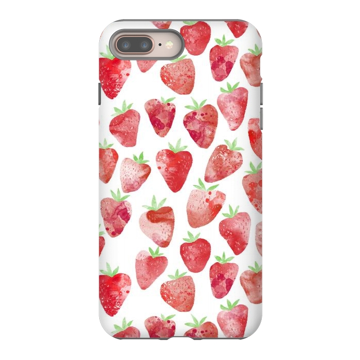 iPhone 8 plus StrongFit Strawberries Watercolor Painting by Nic Squirrell
