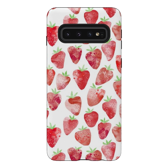 Galaxy S10 StrongFit Strawberries Watercolor Painting by Nic Squirrell