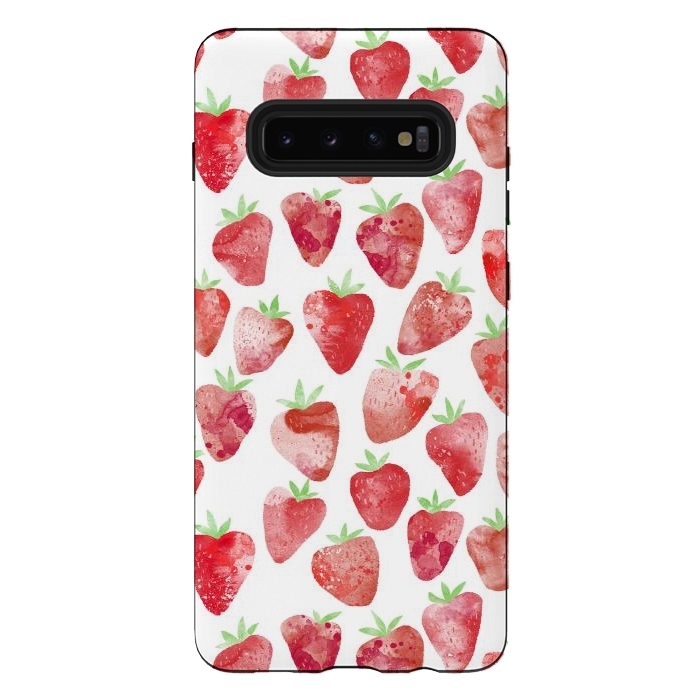 Galaxy S10 plus StrongFit Strawberries Watercolor Painting by Nic Squirrell