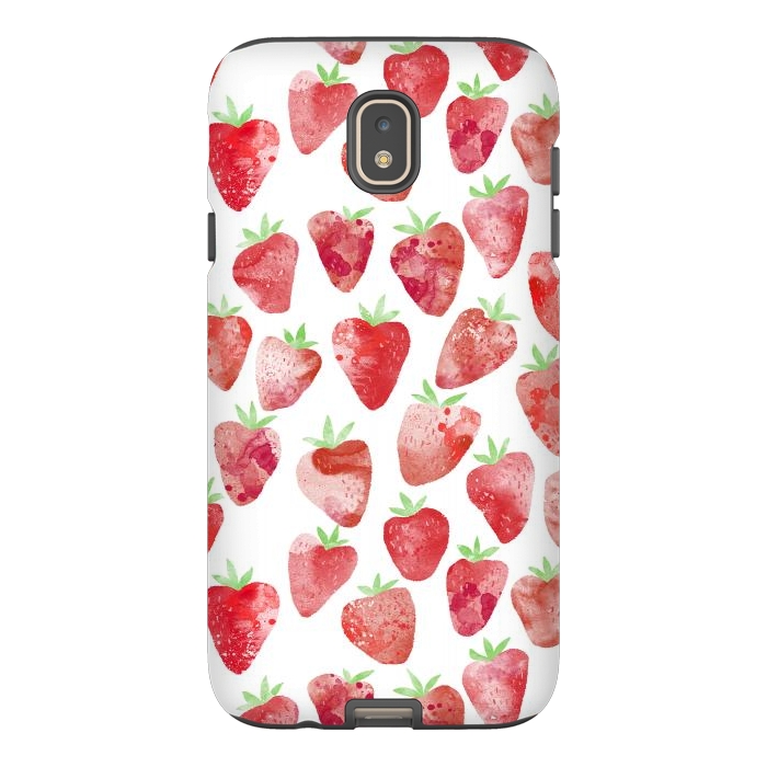 Galaxy J7 StrongFit Strawberries Watercolor Painting by Nic Squirrell