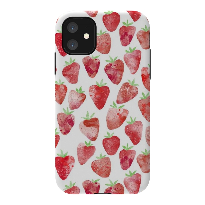 iPhone 11 StrongFit Strawberries Watercolor Painting by Nic Squirrell