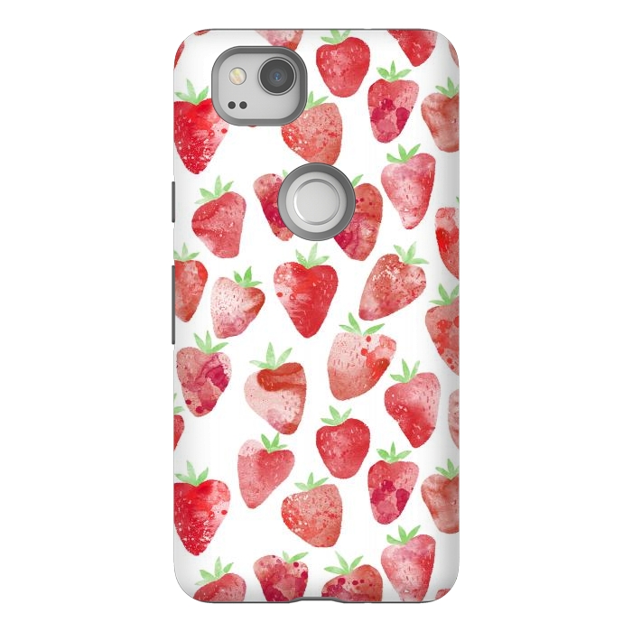 Pixel 2 StrongFit Strawberries Watercolor Painting by Nic Squirrell