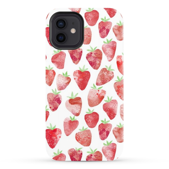 iPhone 12 StrongFit Strawberries Watercolor Painting by Nic Squirrell