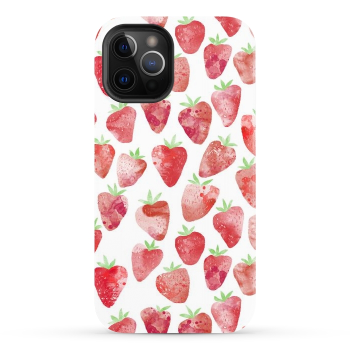 iPhone 12 Pro StrongFit Strawberries Watercolor Painting by Nic Squirrell