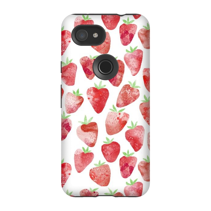 Pixel 3A StrongFit Strawberries Watercolor Painting by Nic Squirrell