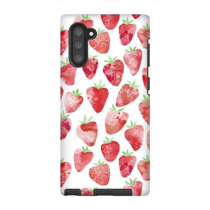 Galaxy Note 10 StrongFit Strawberries Watercolor Painting por Nic Squirrell