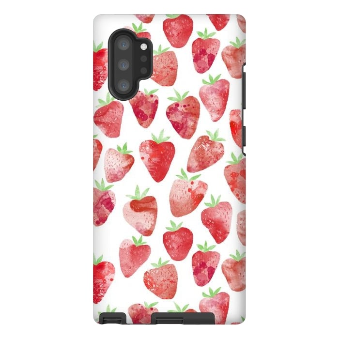 Galaxy Note 10 plus StrongFit Strawberries Watercolor Painting by Nic Squirrell