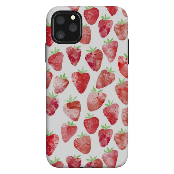 iPhone 11 Pro Max StrongFit Strawberries Watercolor Painting by Nic Squirrell