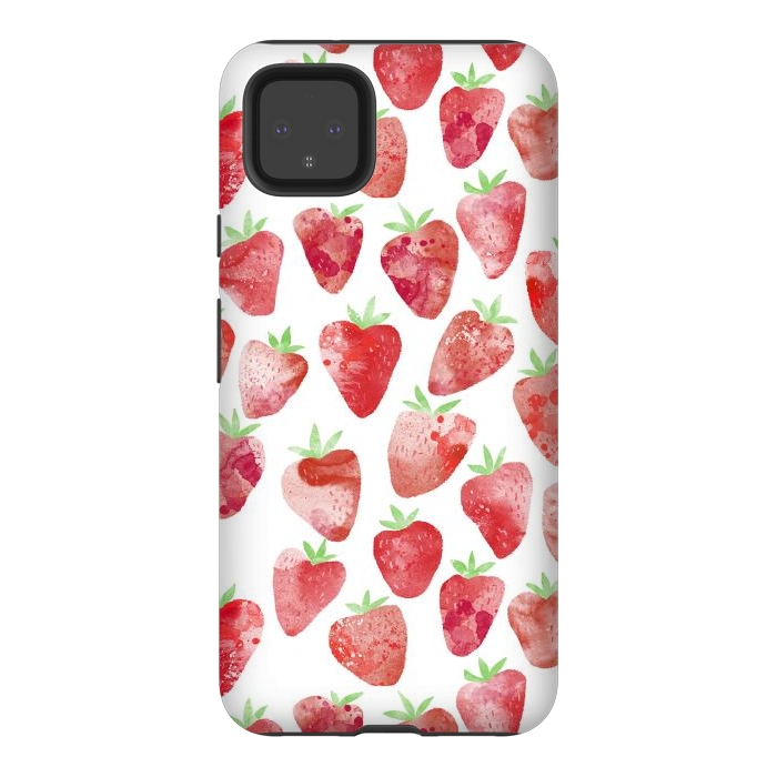 Pixel 4XL StrongFit Strawberries Watercolor Painting by Nic Squirrell