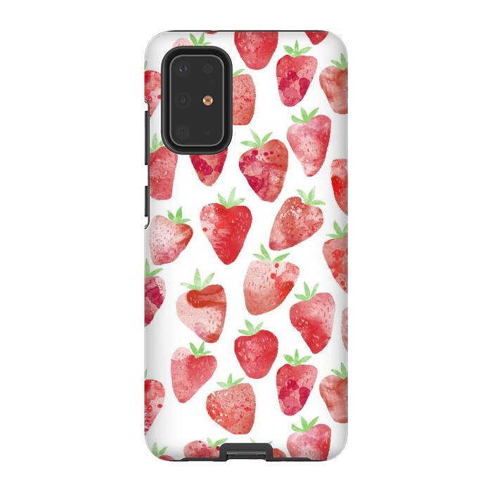 Galaxy S20 Plus StrongFit Strawberries Watercolor Painting by Nic Squirrell