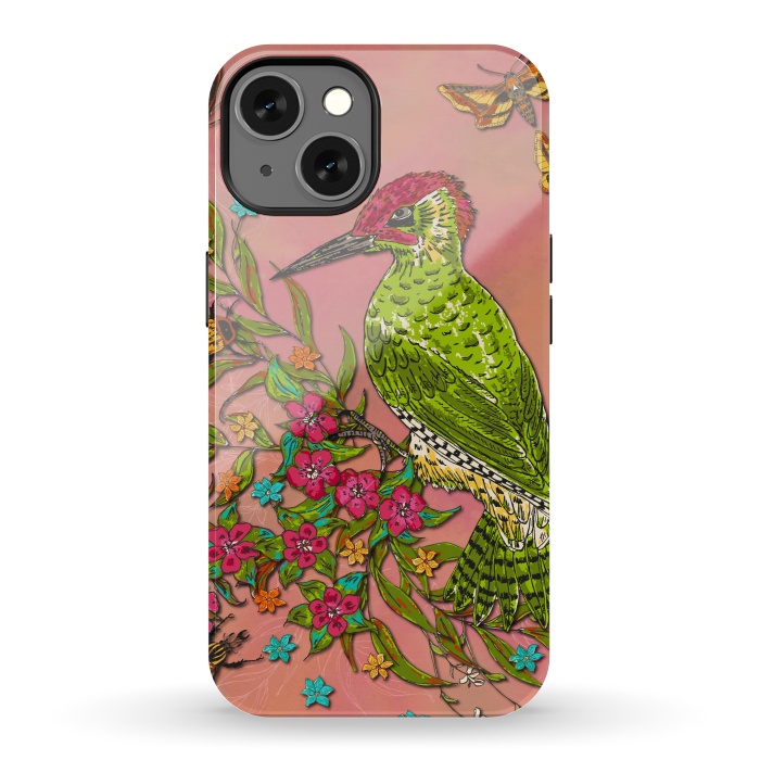 iPhone 13 StrongFit Floral Woodpecker by Lotti Brown
