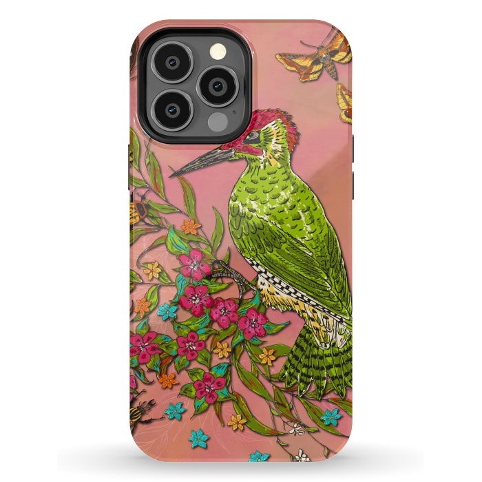 iPhone 13 Pro Max StrongFit Floral Woodpecker by Lotti Brown