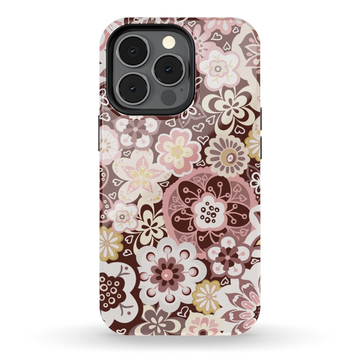 iPhone 13 pro StrongFit Bouquet of Blooms-Brown and Yellow by Paula Ohreen