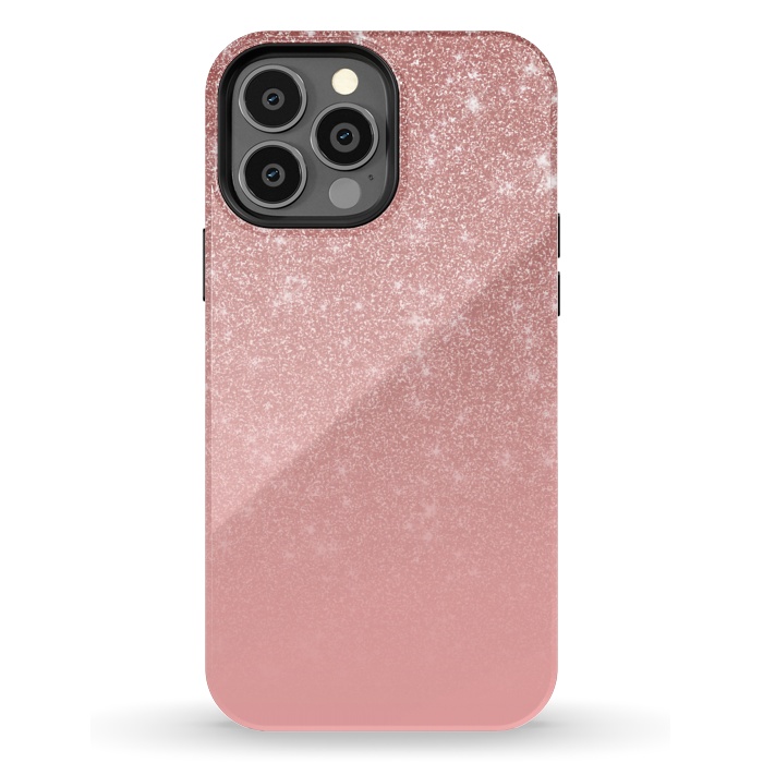 iPhone 13 Pro Max StrongFit Glam Rose Gold Glitter Ombre by Julie Erin Designs