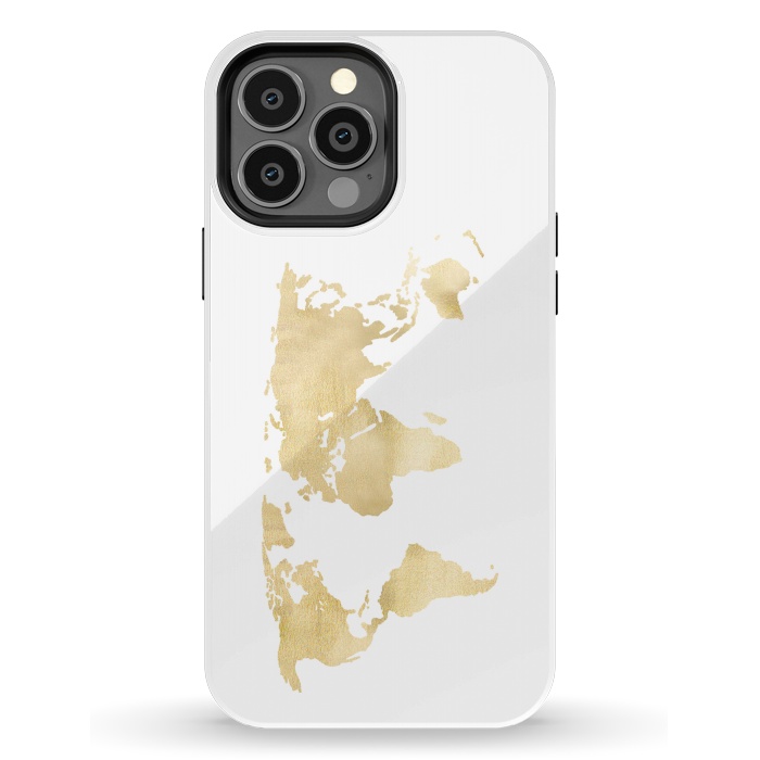 iPhone 13 Pro Max StrongFit Gold World Map by Tangerine-Tane