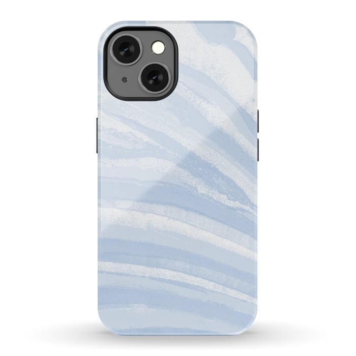 iPhone 13 StrongFit Baby blue pastel marble stripes by Oana 