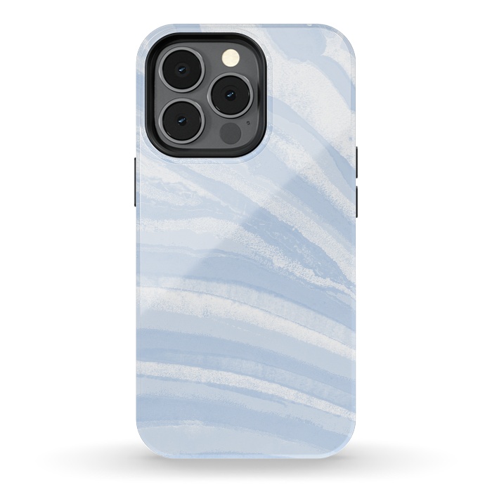 iPhone 13 pro StrongFit Baby blue pastel marble stripes by Oana 