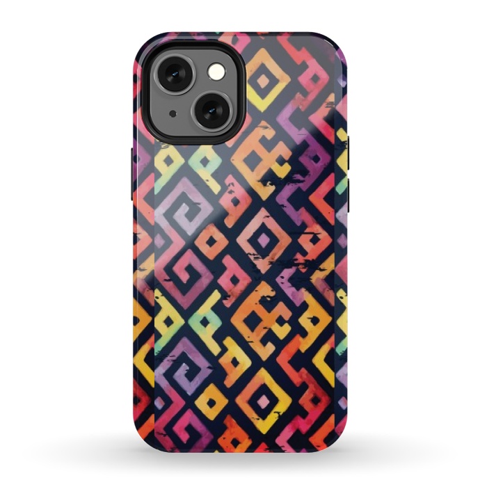 iPhone 13 mini StrongFit coloured squared pattern by MALLIKA