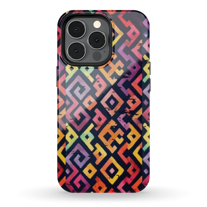 iPhone 13 pro StrongFit coloured squared pattern by MALLIKA