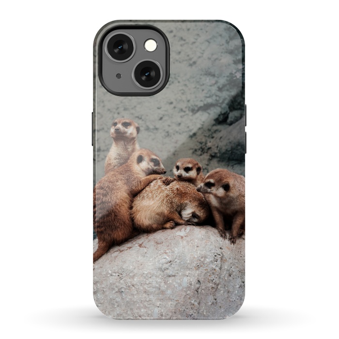 iPhone 13 StrongFit Meerkat family by Laura Nagel
