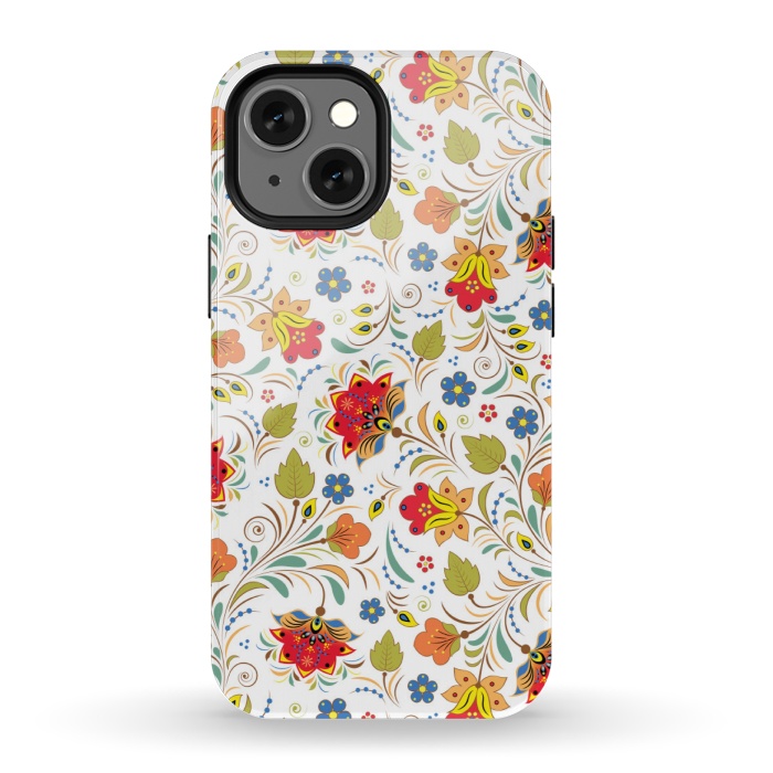iPhone 13 mini StrongFit red yellow floral pattern by MALLIKA