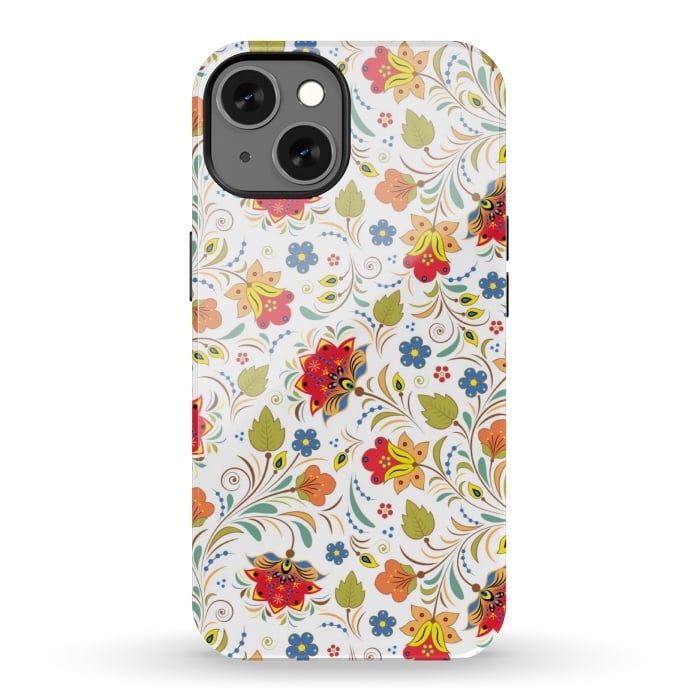 iPhone 13 StrongFit red yellow floral pattern by MALLIKA