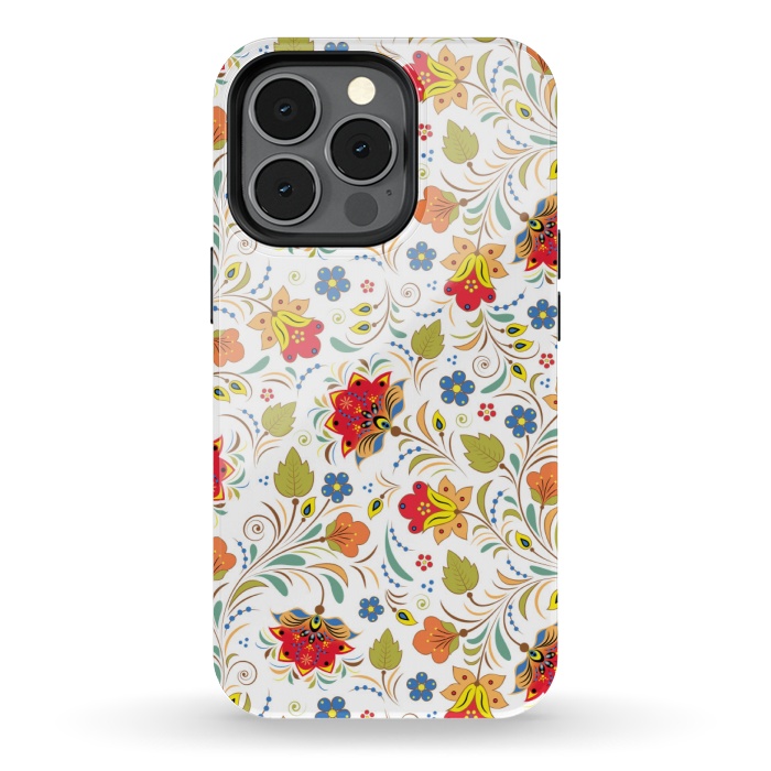 iPhone 13 pro StrongFit red yellow floral pattern by MALLIKA
