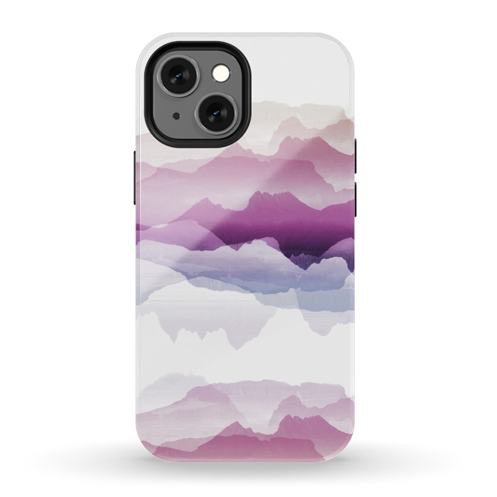 iPhone 13 mini StrongFit Pink blue gradient mountain landscape by Oana 