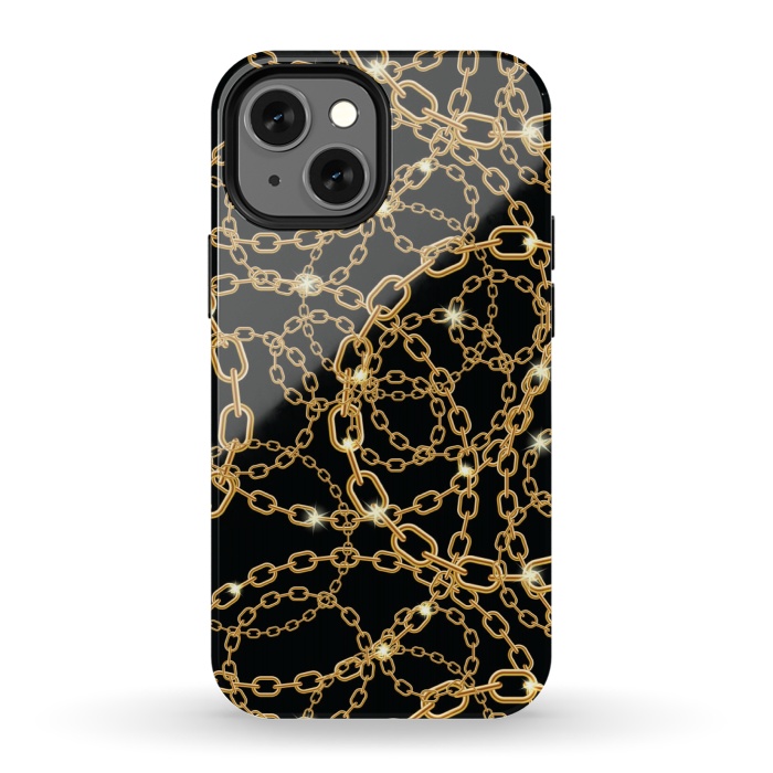 iPhone 13 mini StrongFit GOLDEN BLACK CHAIN PATTERN by MALLIKA