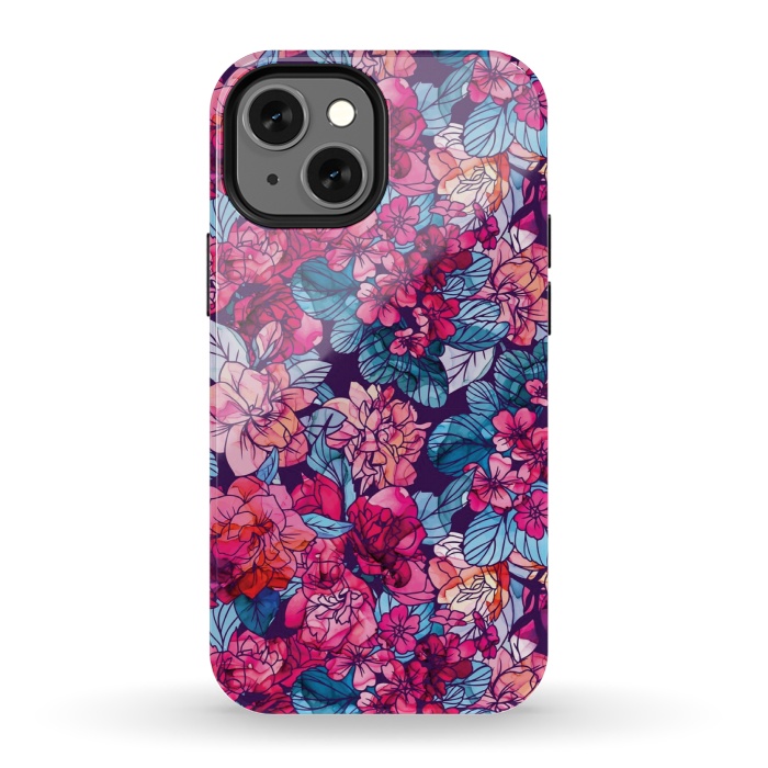 iPhone 13 mini StrongFit pink floral pattern 6 by MALLIKA
