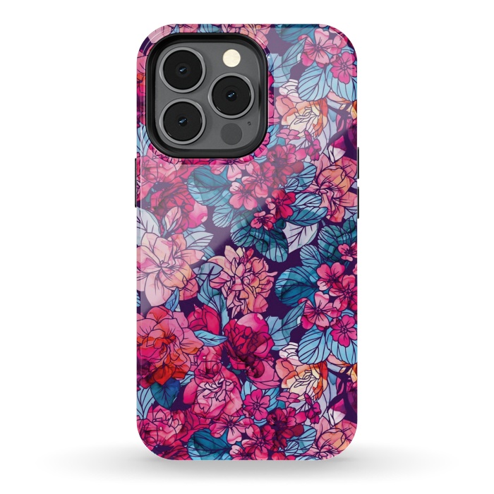 iPhone 13 pro StrongFit pink floral pattern 6 by MALLIKA