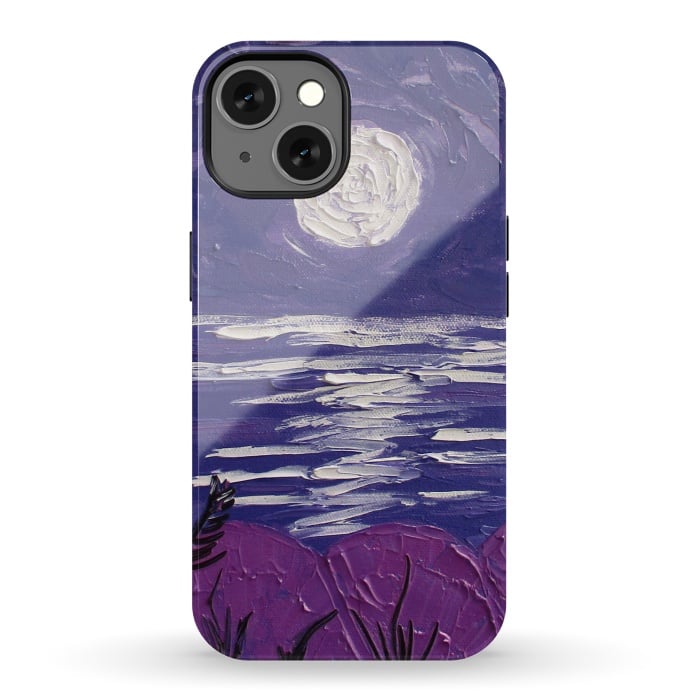 iPhone 13 StrongFit Moon night seascape oil art by ArtKingdom7