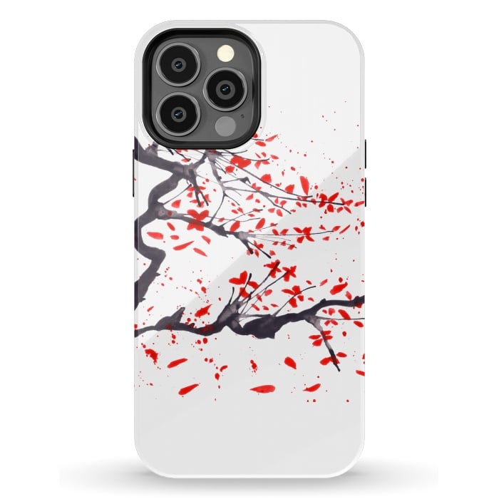 iPhone 13 Pro Max StrongFit Cherry tree flowers watercolor by ArtKingdom7