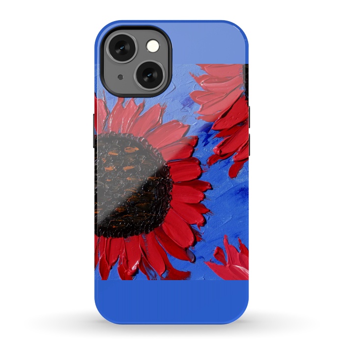 iPhone 13 StrongFit Red sunflowers art by ArtKingdom7