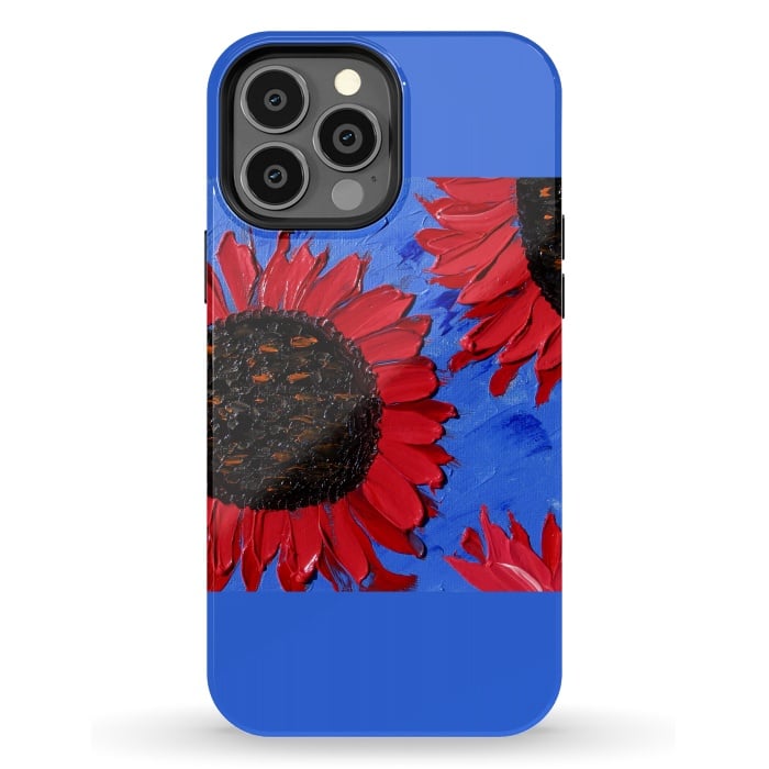 iPhone 13 Pro Max StrongFit Red sunflowers art by ArtKingdom7