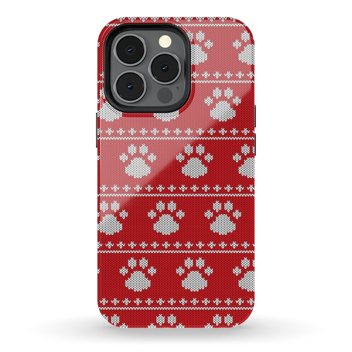 iPhone 13 pro StrongFit red paws pattern by MALLIKA