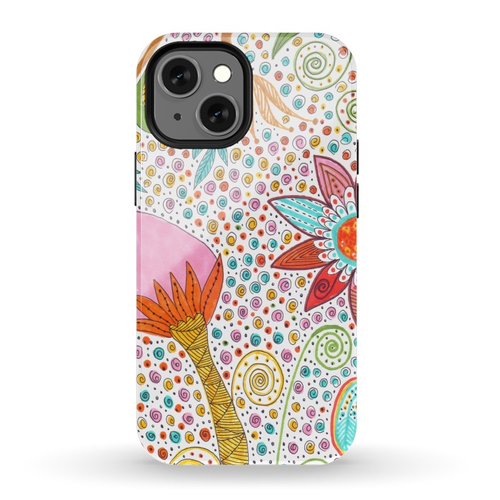iPhone 13 mini StrongFit Floral mandala dot art by ArtKingdom7