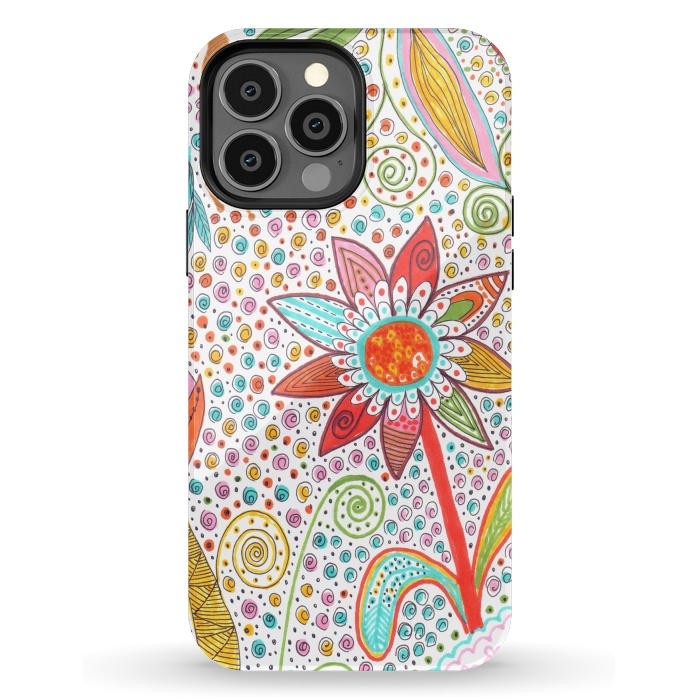 iPhone 13 Pro Max StrongFit Floral mandala dot art by ArtKingdom7