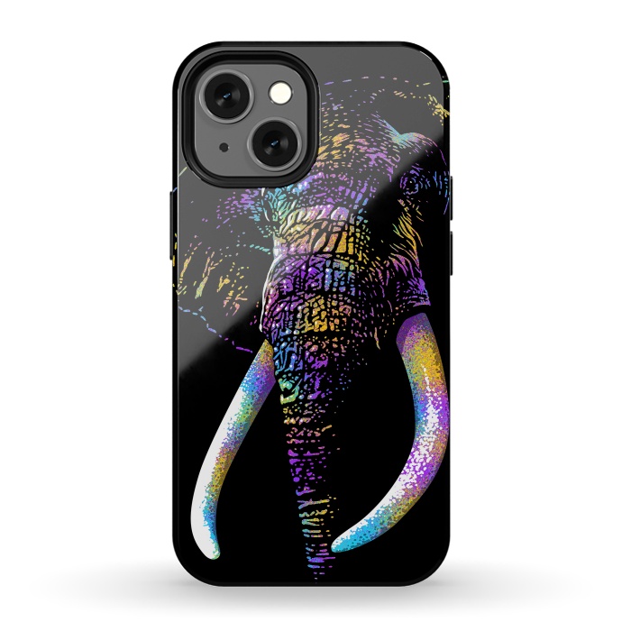 iPhone 13 mini StrongFit Colorful Elephant by Alberto