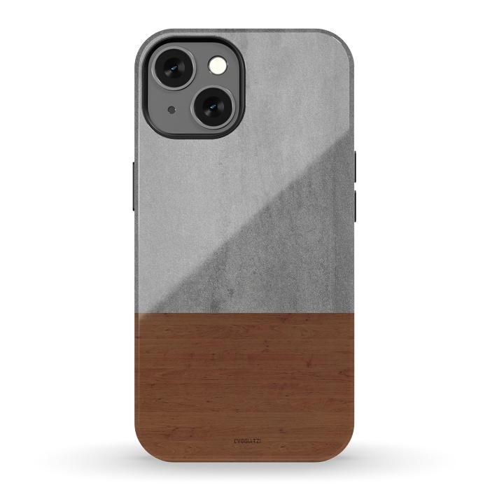 iPhone 13 StrongFit Concrete-Touch of a Wood by ''CVogiatzi.