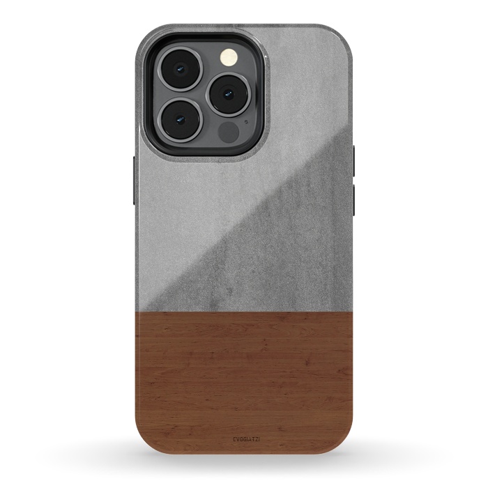 iPhone 13 pro StrongFit Concrete-Touch of a Wood by ''CVogiatzi.