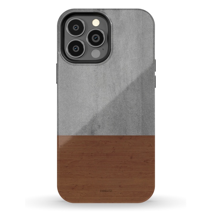 iPhone 13 Pro Max StrongFit Concrete-Touch of a Wood by ''CVogiatzi.