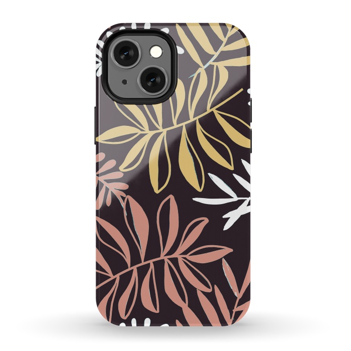 iPhone 13 mini StrongFit Neutral modern tropical leaves by Oana 